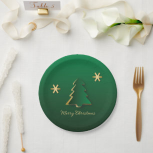 Classy Elegant Gold Green-kerstboom Papieren Bordje