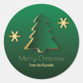 Classy Elegant Gold Green-kerstboom Ronde Sticker (Voorkant)
