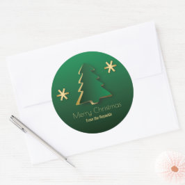 Classy Elegant Gold Green-kerstboom Ronde Sticker