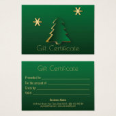 Classy Elegant Gold Green-kerstboomkaartje Visitekaartje (Voorkant /achterkant)