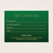 Classy Elegant Gold Green-kerstboomkaartje Visitekaartje (Achterkant)