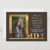 Classy Elegant Gold MD Caduceus 1 Foto Dk Brown Aankondiging (Voorkant)