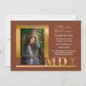 Classy Elegant Gold MD Caduceus 1 Foto Terracotta Aankondiging (Voorkant)