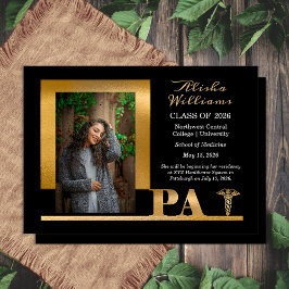 Classy Elegant Gold PA Caduceus 1 Foto zwart Afstu Aankondiging