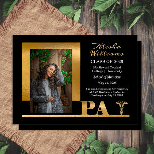 Classy Elegant Gold PA Caduceus 1 Foto zwart Afstu Aankondiging