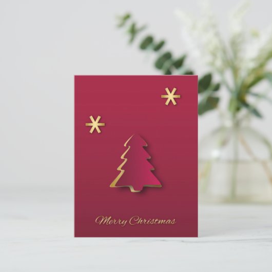 Classy Elegant Gold Red-kerstboom - Briefkaart (Staand voorkant)