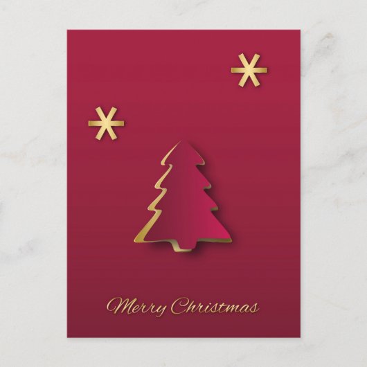 Classy Elegant Gold Red-kerstboom - Briefkaart (Voorkant)