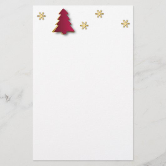 Classy Elegant Gold Red-kerstboom Briefpapier (Voorkant)