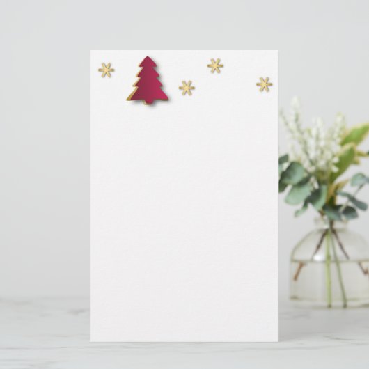 Classy Elegant Gold Red-kerstboom Briefpapier (Staand voorkant)