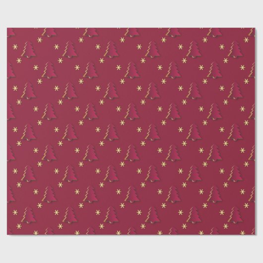 Classy Elegant Gold Red-kerstboom Cadeaupapier (Vlak)