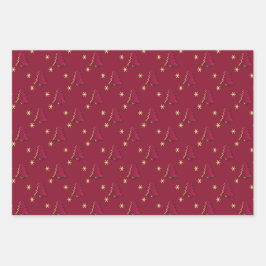 Classy Elegant Gold Red-kerstboom Inpakpapier Vel