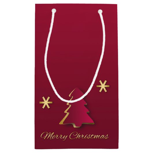 Classy Elegant Gold Red-kerstboom Klein Cadeauzakje (Achterkant)