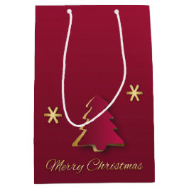 Classy Elegant Gold Red-kerstboom Medium Cadeauzakje