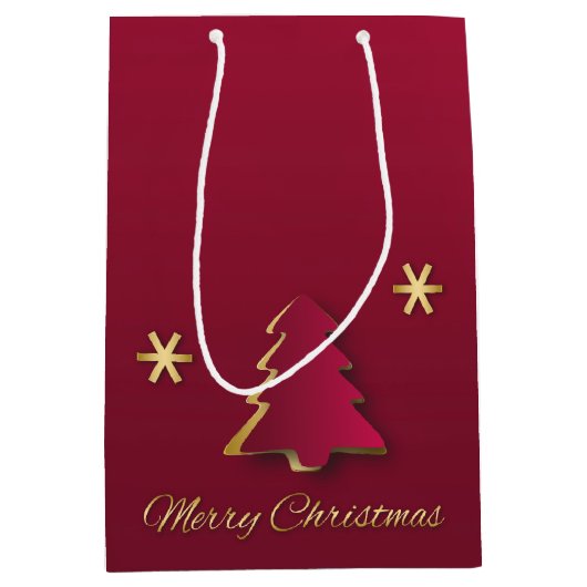 Classy Elegant Gold Red-kerstboom Medium Cadeauzakje (Voorkant)