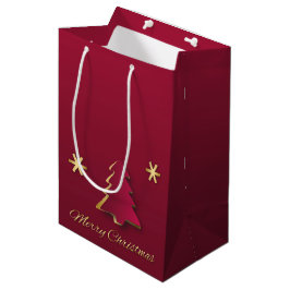 Classy Elegant Gold Red-kerstboom Medium Cadeauzakje