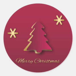 Classy Elegant Gold Red-kerstboom Ronde Sticker