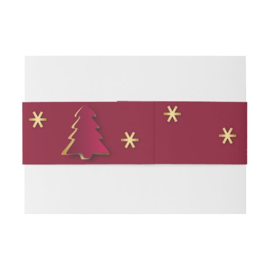 Classy Elegant Gold Red-kerstboom Uitnodigingen Wikkel (Achterkant Voorbeeld)