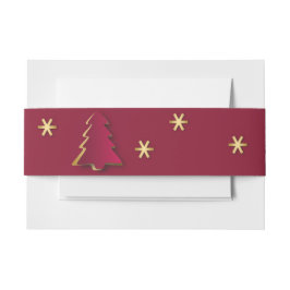Classy Elegant Gold Red-kerstboom Uitnodigingen Wikkel