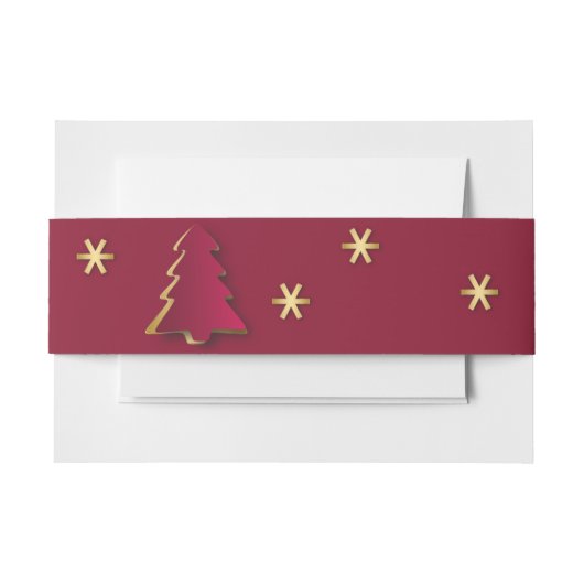 Classy Elegant Gold Red-kerstboom Uitnodigingen Wikkel (Voorkant Voorbeeld)