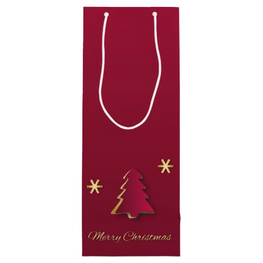 Classy Elegant Gold Red-kerstboom Wijn Cadeautas (Achterkant)