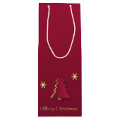 Classy Elegant Gold Red-kerstboom Wijn Cadeautas (Voorkant)