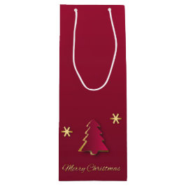 Classy Elegant Gold Red-kerstboom Wijn Cadeautas