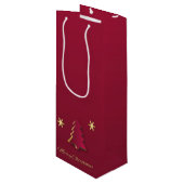 Classy Elegant Gold Red-kerstboom Wijn Cadeautas (Voorkant Gekanteld)