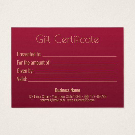 Classy Elegant Gold Red-kerstboomkaartje Visitekaartje (Achterkant)