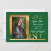 Classy Elegant Gold RN Caduceus 1 Foto Dk Green Aankondiging (Voorkant)