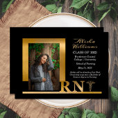 Classy Elegant Gold RN Caduceus 1 Photo Black Aankondiging
