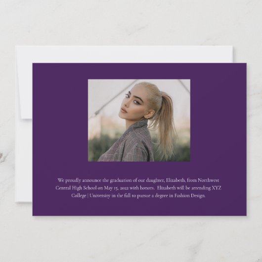 Classy Elegant Gold Script Text Afstuderen 3 Foto Aankondiging (Achterkant)