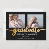 Classy Elegant Gold Script Text Graduate 3 Photo Aankondiging (Voorkant)