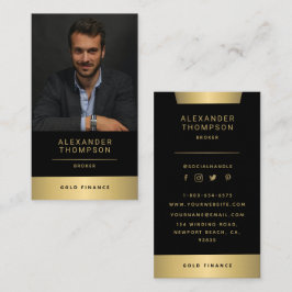 Classy Elegant Gold Stripe CEO Professional Foto Visitekaartje
