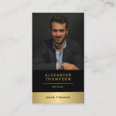 Classy Elegant Gold Stripe CEO Professional Foto Visitekaartje (Voorkant)