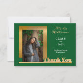 Classy Elegant Gold Text Afstuderen 1 Foto Dk Gree Bedankkaart (Voorkant)