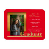 Classy Elegant Gold Text Afstuderen 1 Foto rood Magneet (Horizontaal)