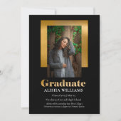 Classy Elegant Gold Text Afstuderen 1 Foto zwart Aankondiging (Voorkant)