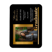 Classy Elegant Gold Text Afstuderen 1 Foto zwart Magneet (Verticaal)