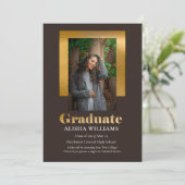 Classy Elegant Gold Text Afstuderen 1 Photo DK Bro Aankondiging (Staand voorkant)