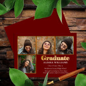 Classy Elegant Gold Text Afstuderen 4 Foto Aankondiging