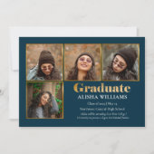 Classy Elegant Gold Text Afstuderen 4 Foto Aankondiging (Voorkant)