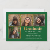 Classy Elegant Gold Text Afstuderen 4 Foto konounc Aankondiging (Voorkant)