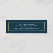 Classy Elegant Gold Text Afstuderen Foto Dk Blauwg Mini Visitekaartje (Achterkant)