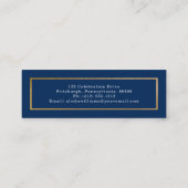 Classy Elegant Gold Text Afstuderen Foto Dk Blue Mini Visitekaartje (Achterkant)