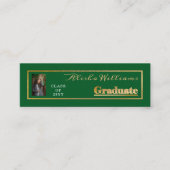 Classy Elegant Gold Text Afstuderen Foto groen Mini Visitekaartje (Voorkant)