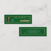 Classy Elegant Gold Text Afstuderen Foto groen Mini Visitekaartje (Voorkant / Achterkant)