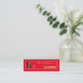 Classy Elegant Gold Text Afstuderen Foto Mini Visitekaartje (Staand voorkant)