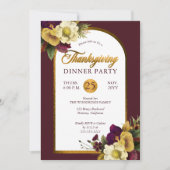 Classy Elegant Gold | Thanksgiving Bourgogne Flora Kaart (Voorkant)