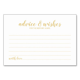 Classy Elegant Gold Wedding Advice and Wishes Kaart