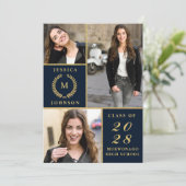 Classy Elegant Golden 3 FOTO Geslaagd Kaart (Staand voorkant)